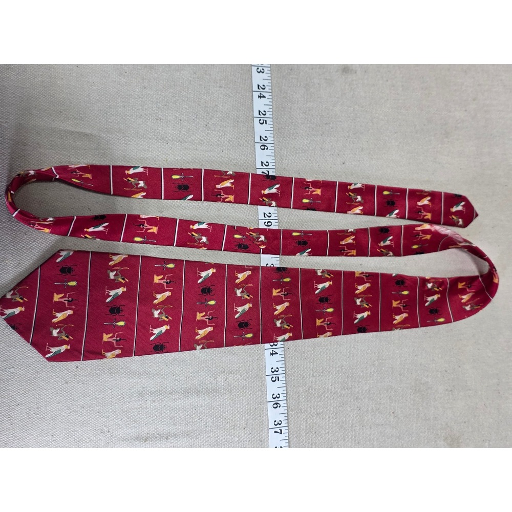The Museum Company Mens Red Silk Egyptian Hieroglyphic Scarab Novelty Tie